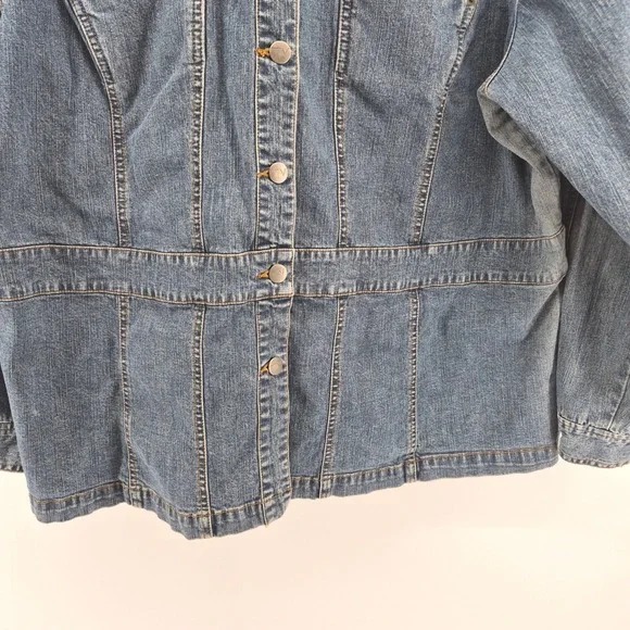 Venezia Womens Denim Jacket Blue Button Front Plus Size 22 24 Western Barn Coat - Picture 4 of 12